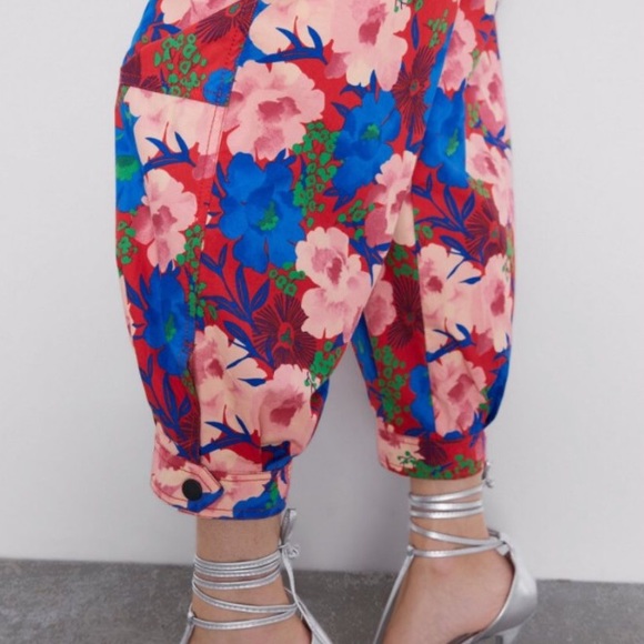 Zara Belted Floral Print Pants - Picture 4 of 12